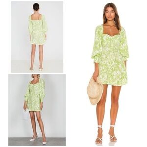 EUC Faithful the Brand Arianne Lime Roos Tie Dye  Smocked Green Mini DressS S 4 